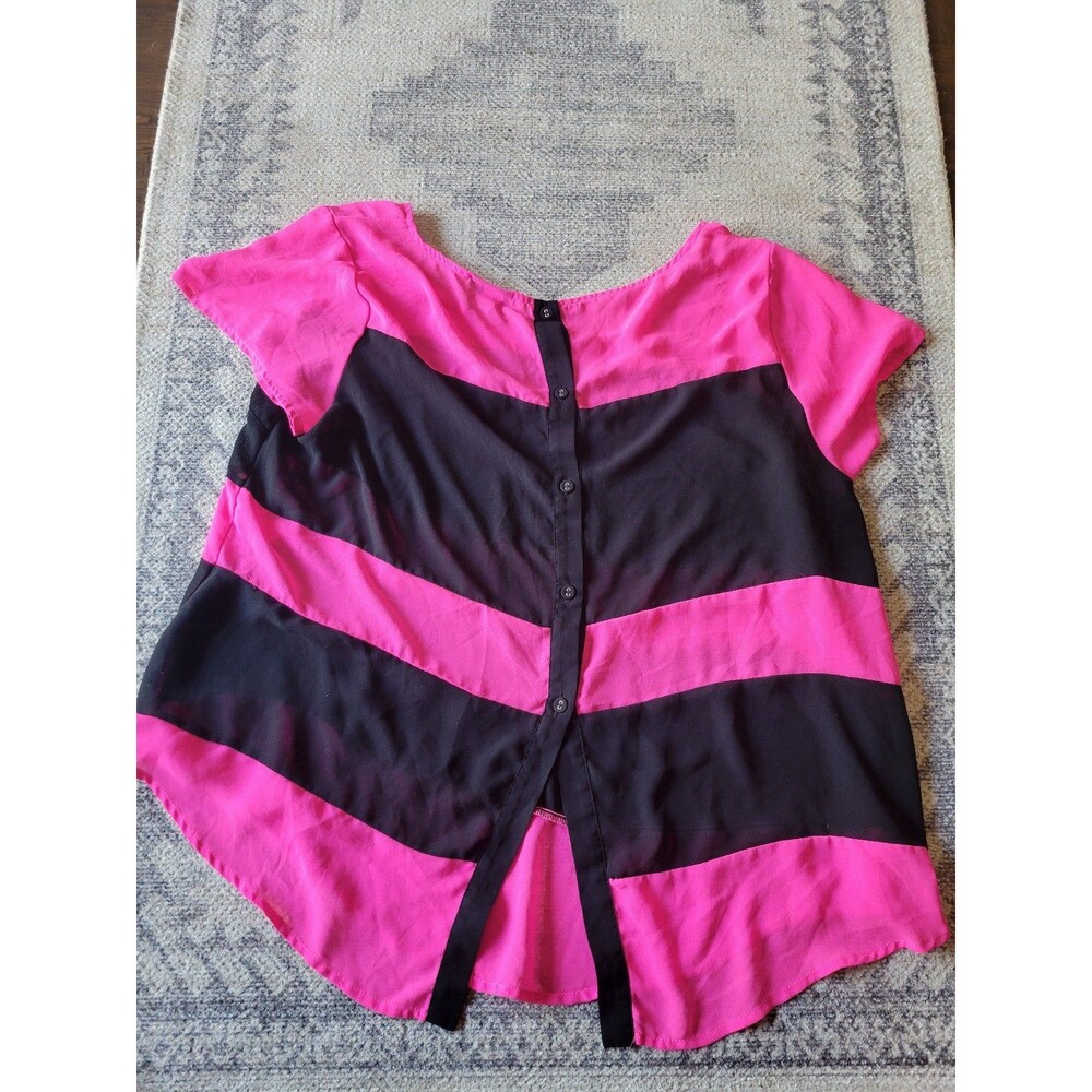 Torrid Black And Pink Color Block Button Back Top - image 7